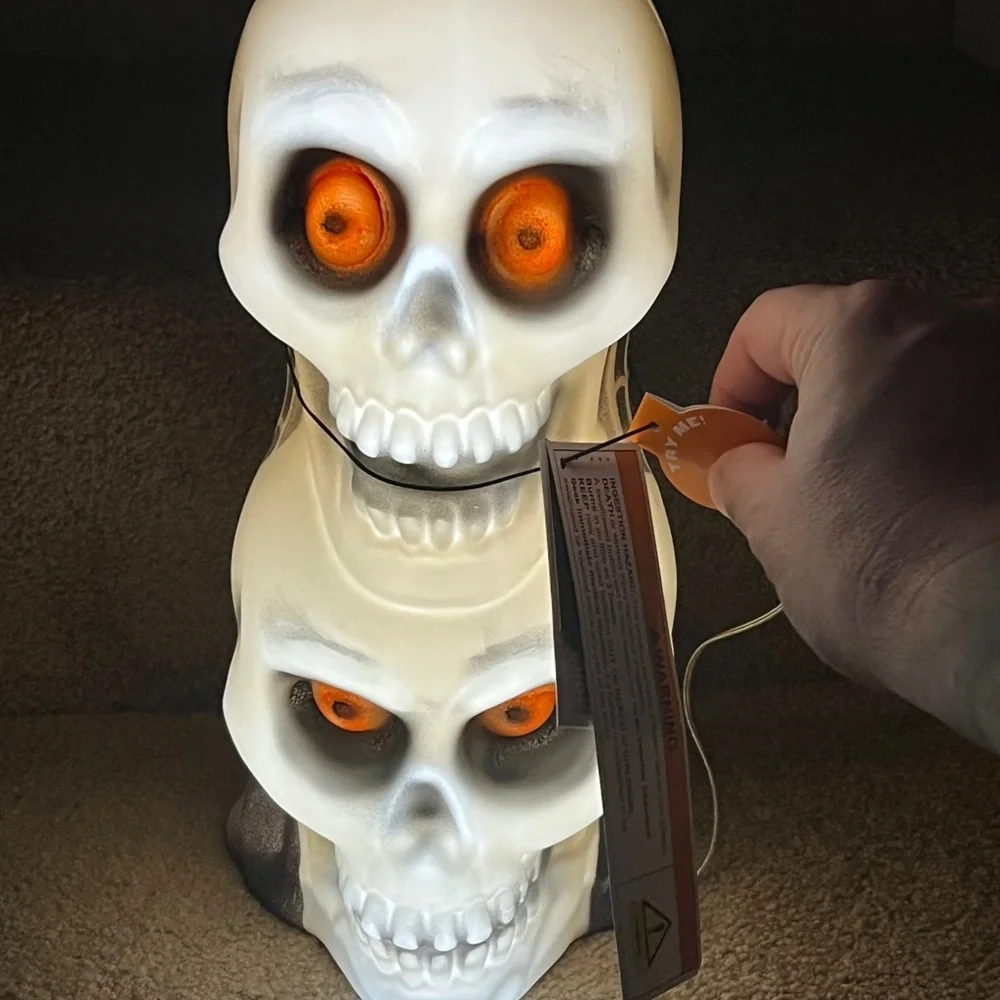 Skeleton stacked Skull light up Blow Mold Target Hyde Eek 12” tall new